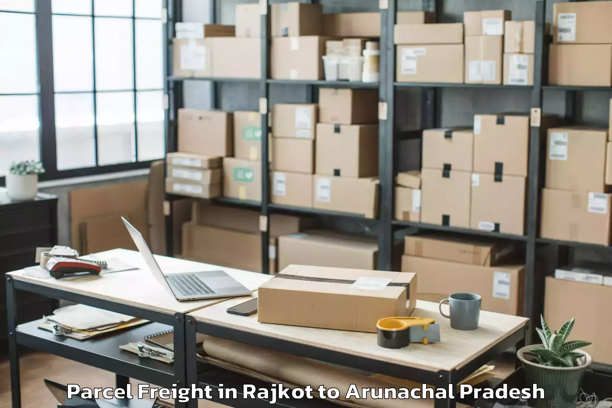 Trusted Rajkot to Wakro Parcel Freight